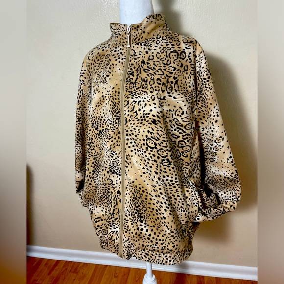 Allyson Whitmore Golf Jackets & Blazers - Allyson Whitmore Fall Woman Windbreaker Brown Leopard Print Jacket golf 2X